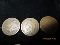 3 Indian Head Pennies-1891