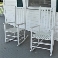 2 White Porche Rocking Chairs