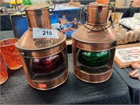 Pair of copper nautical lanterns