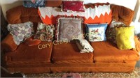 Orange Retro Couch, Flower Couch