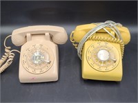 Vintage Rotary Pink/ Yellow Phone, landline