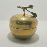 Vintage Large 5" Brass Apple Lid Container