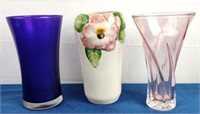 Royal Purple Vase, Pink Vase & Porcelain Vase