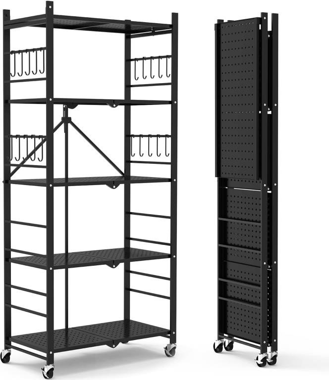 Himix Storage Shelves with 20 Hooks, 5-Tier