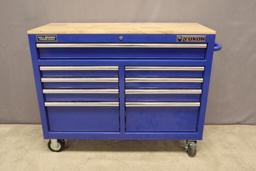 YUKON 46 IN. 9-DRAWER MOBILE WORKBENCH: