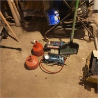2 funnels, glue gun, foot pump