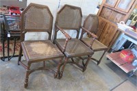 3 Vintage Cane Bottom Chairs