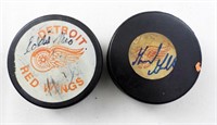 (2) UNIDENTIFIED AUTOGRAPH NHL RED WINGS PUCK