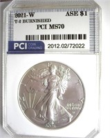 2021-W T2 Silver Eagle PCI MS70 Burnished