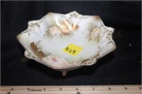 RS Prussia Red Mark Hand Painted Footed Bowl