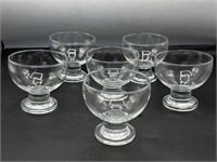 Set of 6 vintage glass pedestal sherbet bowls