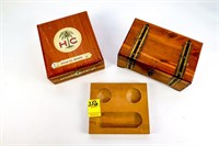 Wood Cigar Box, Trinket Box and Desk Tray