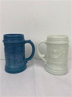 Antique Molded Slag & Milk Glass Mugs