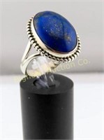 Ring Size 8.5 Blue Lapis Sterling Silver