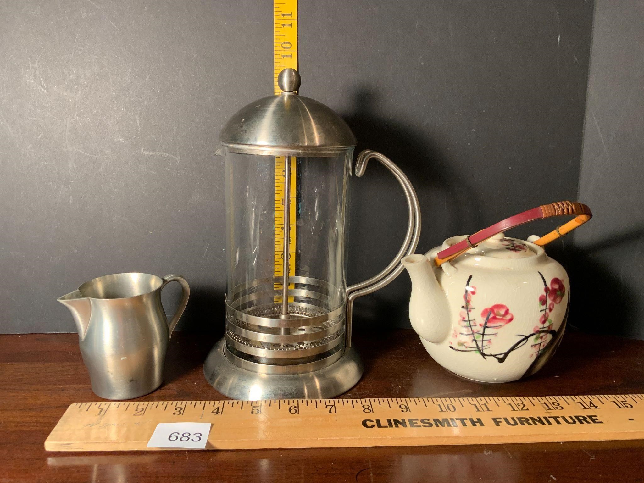 French Coffee Press Creamer & Teapot