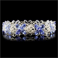 21.ct Tanzanite & 1.65ctw Diam Bracelet 14K Gold