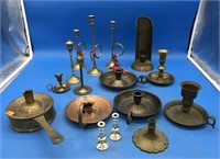 Vntg Brass & Copper & Other Metal Candle Holders