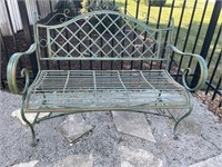 Aqua Green Wrought Iron Garden Bench