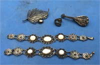 Vintage Silver-Tone Bracelets & Pins & Ring