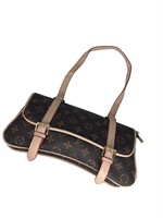 Brown Monogram Tan Accent Underarm Half-Flap Bag