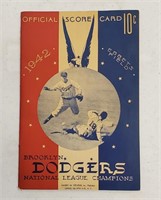 1942 Brooklyn Dodgers Boston Braves Scorecard