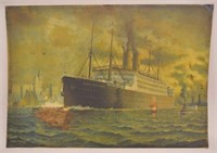 Fred Pansing Tin Litho Steam Ship Print