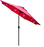 Sunnyglade 9' Solar LED Patio Umbrella (Red)