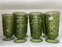 7 green whitehall tea glasses