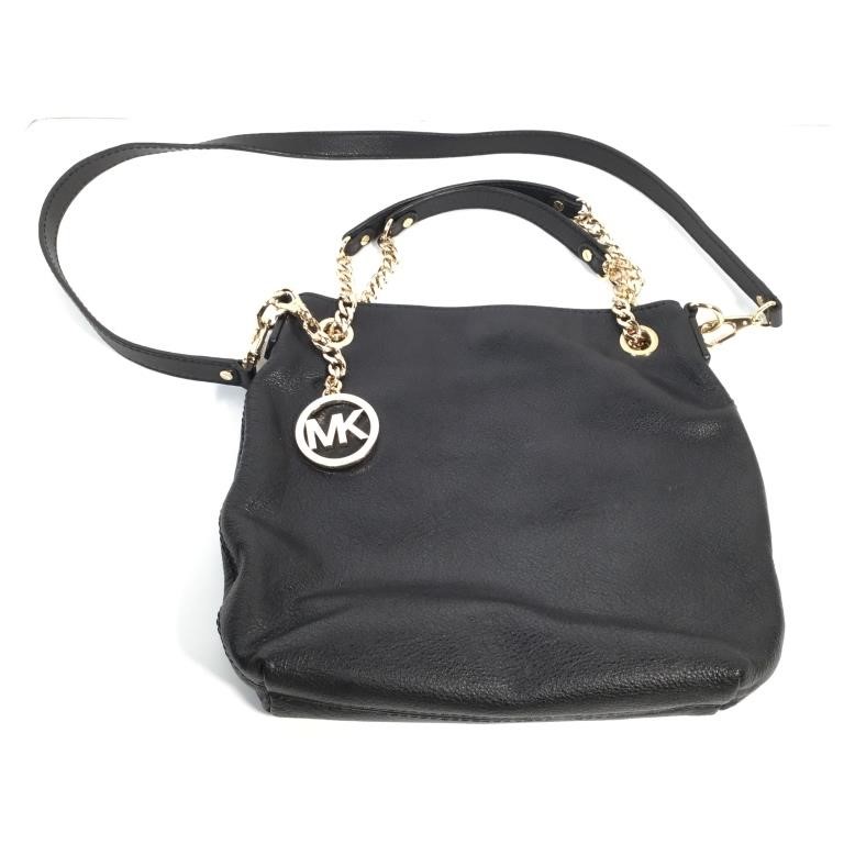 Michael Kors, Black Leather Purse with Gold Chain | Dangerfield Auctions,  LLC