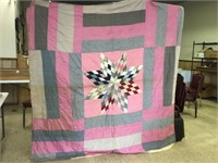 ca 1930's Feed sack hand stitched quilt