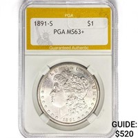 1891-S Morgan Silver Dollar PGA MS63+