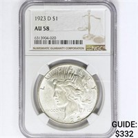 1923-D Silver Peace Dollar NGC AU58