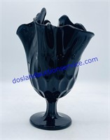 Black Scalloped Glass Vase (8.5”)