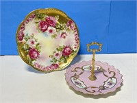 Limoges Pink Cookie Tray With Gold Tone