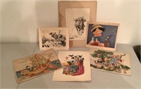 (6) Disney and Mother Goose Prints