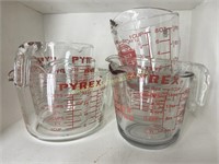 6 pyrex and anchor hocking measuring cups