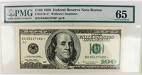 Coin 1999  $100 Federal Reserve Note PMG Gem 65