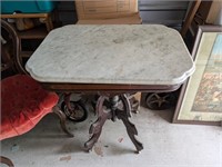 Marble top side table on wheels