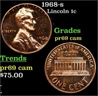 Proof 1968-s Lincoln Cent 1c Grades GEM++ Proof Ca