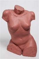 Pottery Figure, Nude Woman's Torso, Red-Painted