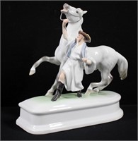 Vintage Herend Porcelain Horse w Trainer Figure