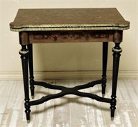 Louis XVI Style Marquetry Inlaid Game Table.