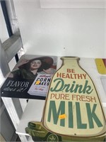 Kellogg and milk metal signs