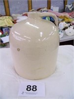 Crock handled jug 8" across, 12" tall, small nick
