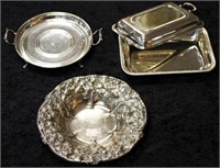 Three various silver plate serving items