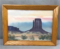Framed mesaand desert landscape painting by Juan