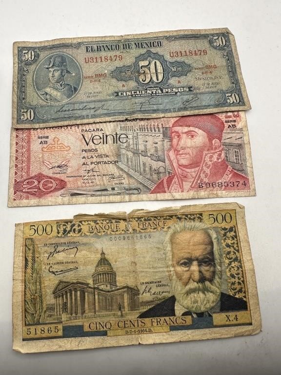 LOT OF 3 VINTAGE FOREIGN CURRENCY NOTES