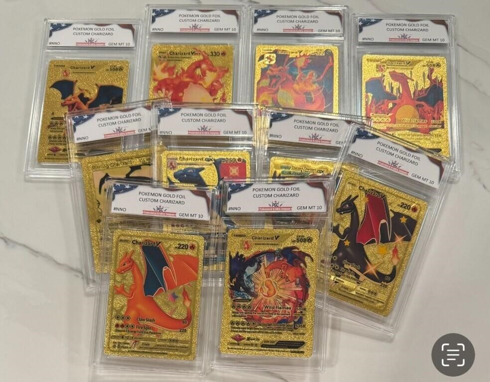 Random Pokémon Gold Custom Charizard PGC Card Lot