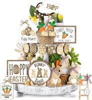 17 Pcs Easter Tiered Tray Decor Bunny Easter