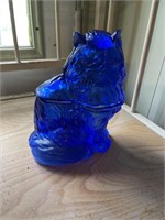 Blue cat cookie jar